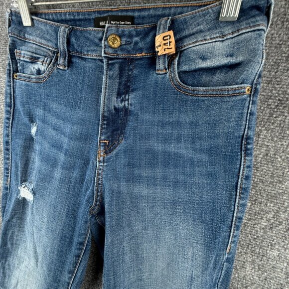 True Religion Halle Mid Rise Super Skinny Jeans Stretch Size 28x27.5 Blue Urban - Picture 3 of 15